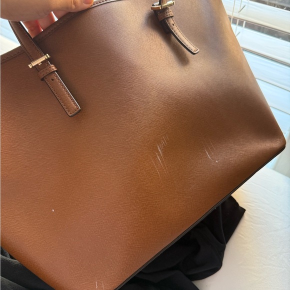 Michael Kors Chocolate Brown Leather Tote with MK Charm - Picture 4 of 14